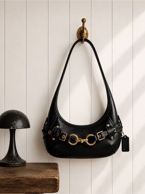 COACH Ergo Black shoulder bag with Gold Horsebit Hardware (26- small)